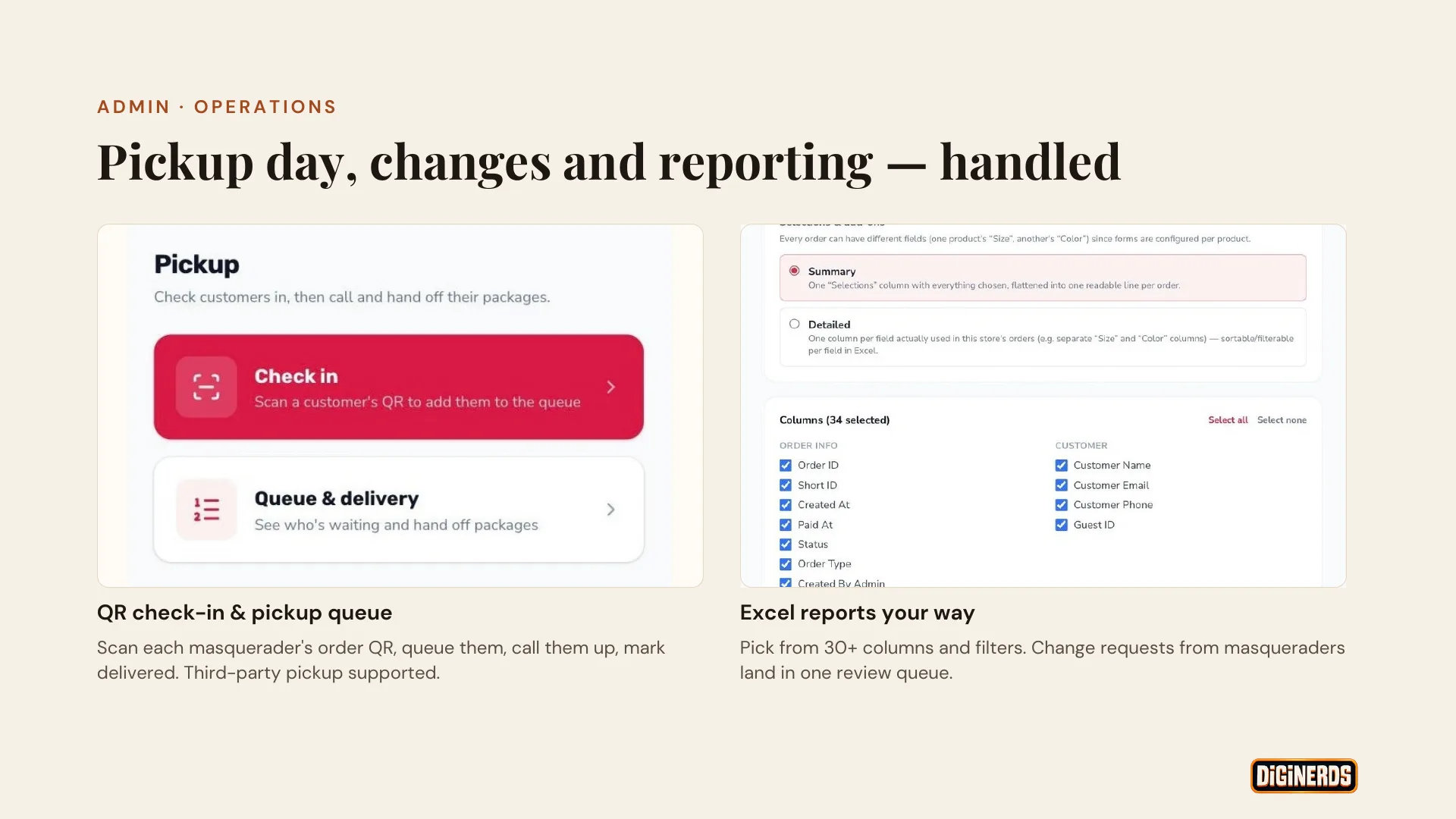 Pickup day, changes and reporting — handled