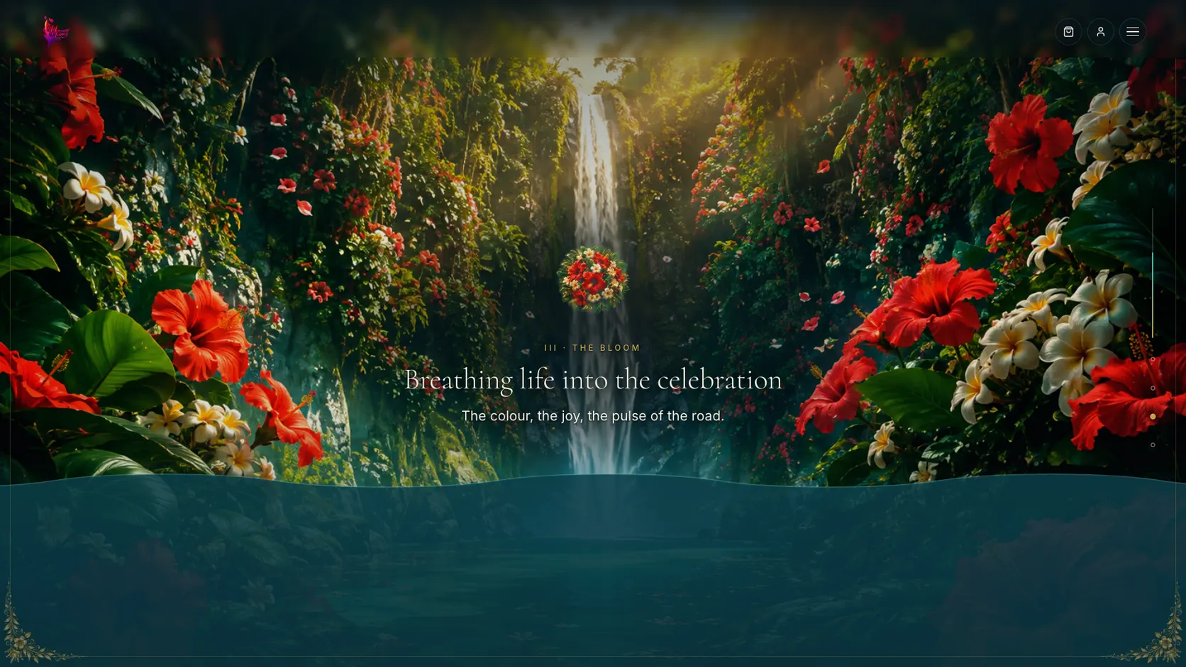 She Reigns — hibiscus over the waterfall